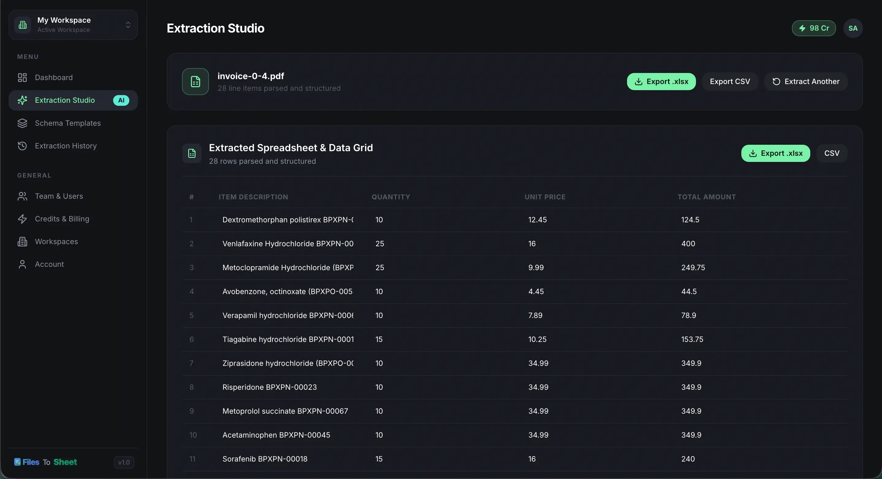 FilesToSheet Real Application Interface Preview